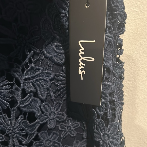 Love Poem Navy Blue Lace Mini Dress - Picture 3 of 8